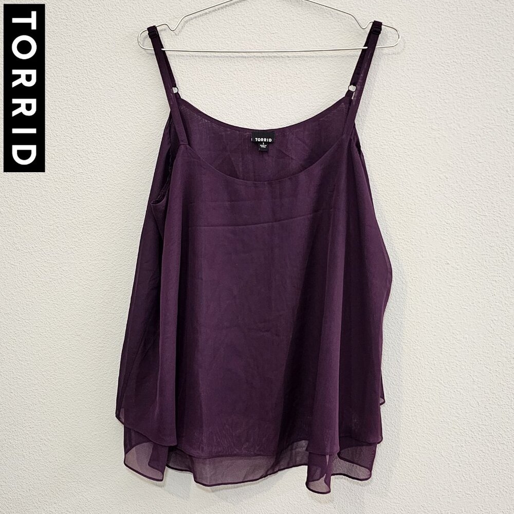 TORRID 1 Purple Grape Chiffon Elegant Layered Cami Top Tank Plus Size 14/16 1X